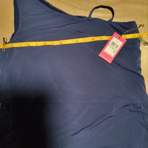 Vince Camuto Stretch Navy Blue One Shoulder Tiered Party Dress Size 8 - Picture 6 of 10